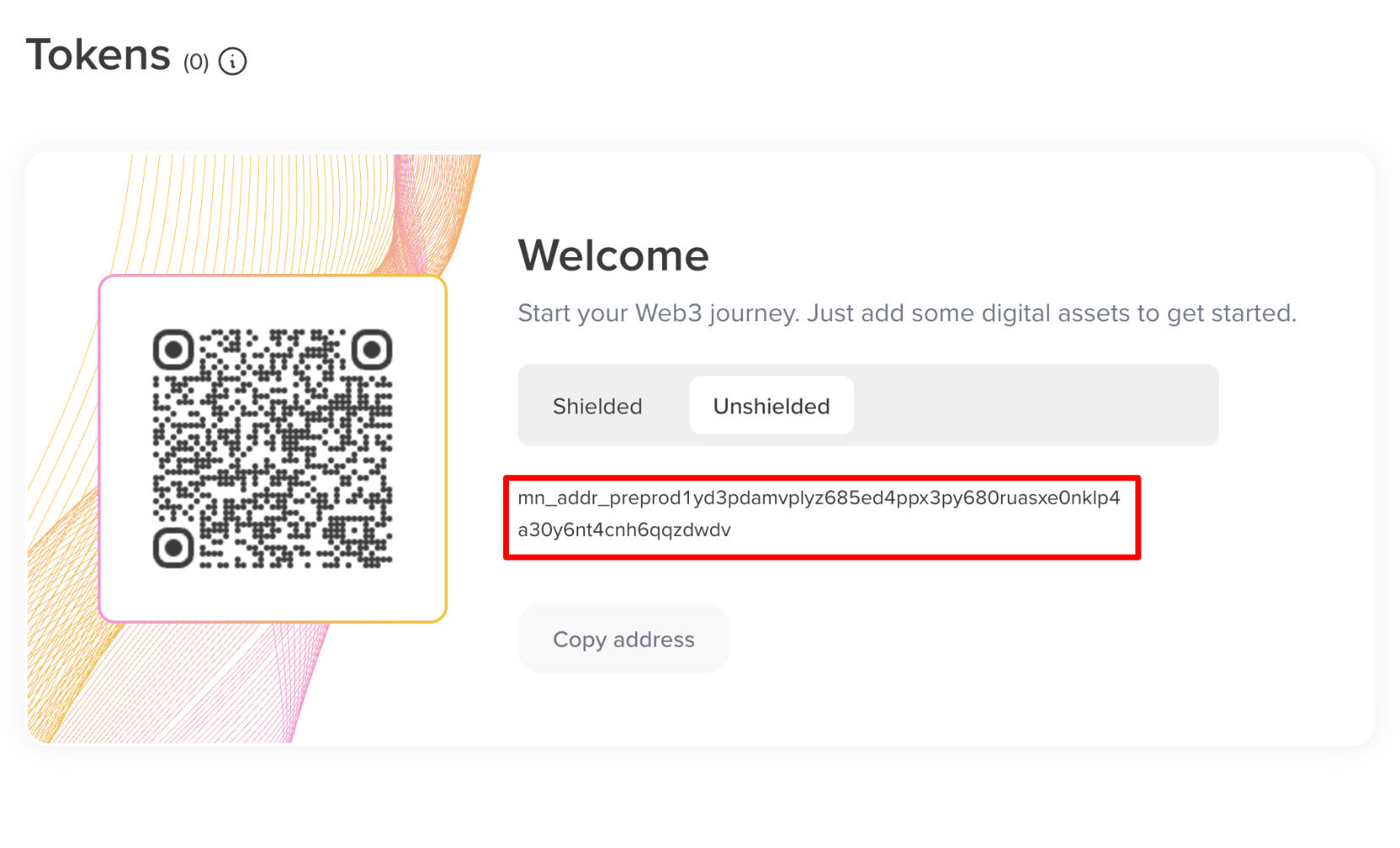 Unshielded wallet address